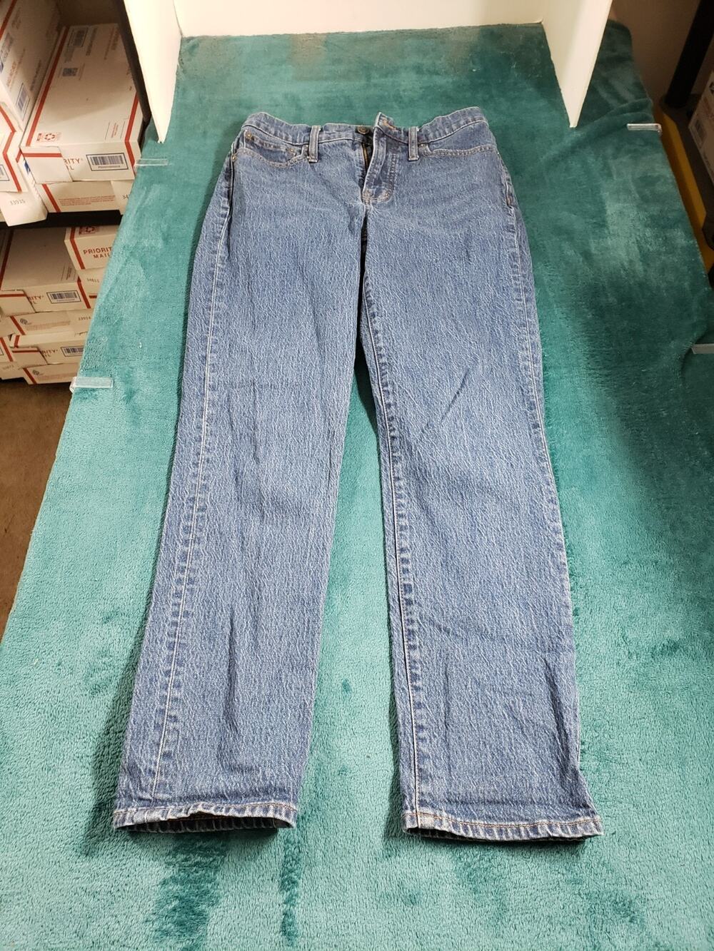 Madewell Jeans Size 26 Women Blue Pant Stretch Mid Rise Perfect Vintage Straight
